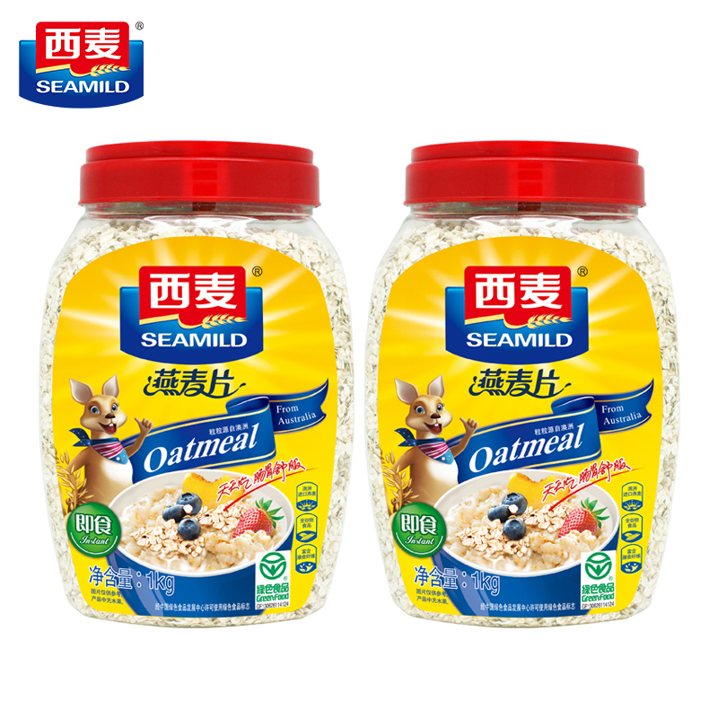 西麦即食燕麦片1000g*2罐装