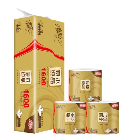 清风原木纯品4层160g卷筒卫生纸  10卷   B20A6J2 1提