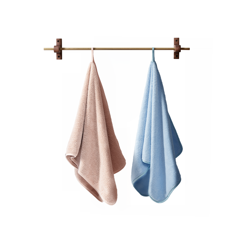 水星家纺珊瑚绒毛巾两件套（宁静蓝&珊瑚粉）126210